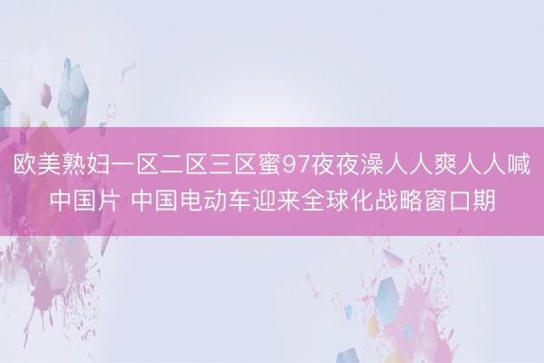 欧美熟妇一区二区三区蜜97夜夜澡人人爽人人喊中国片 中国电动车迎来全球化战略窗口期