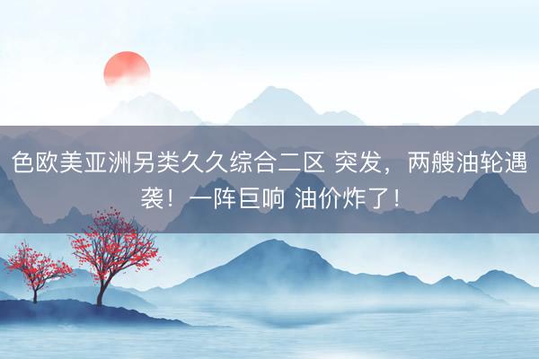 色欧美亚洲另类久久综合二区 突发，两艘油轮遇袭！一阵巨响 油价炸了！