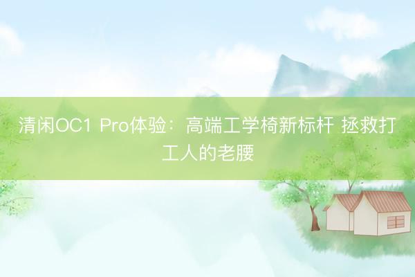 清闲OC1 Pro体验：高端工学椅新标杆 拯救打工人的老腰