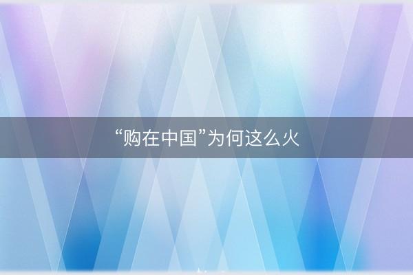 “购在中国”为何这么火