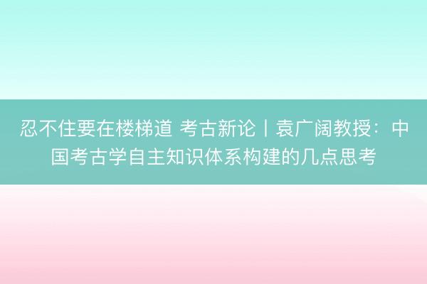 忍不住要在楼梯道 考古新论丨袁广阔教授：中国考古学自主知识体系构建的几点思考