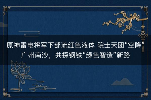 原神雷电将军下部流红色液体 院士天团“空降”广州南沙，共探钢铁“绿色智造”新路