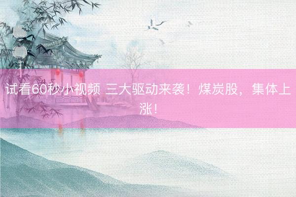 试看60秒小视频 三大驱动来袭！煤炭股，集体上涨！