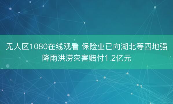 无人区1080在线观看 保险业已向湖北等四地强降雨洪涝灾害赔付1.2亿元