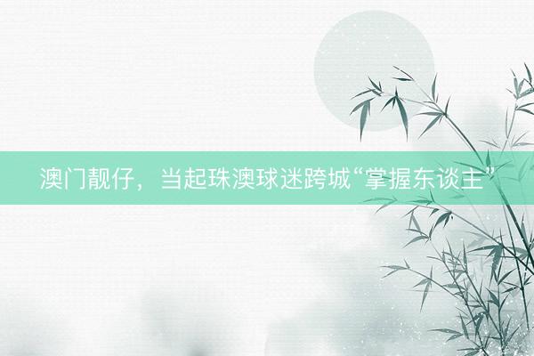 澳门靓仔，当起珠澳球迷跨城“掌握东谈主”