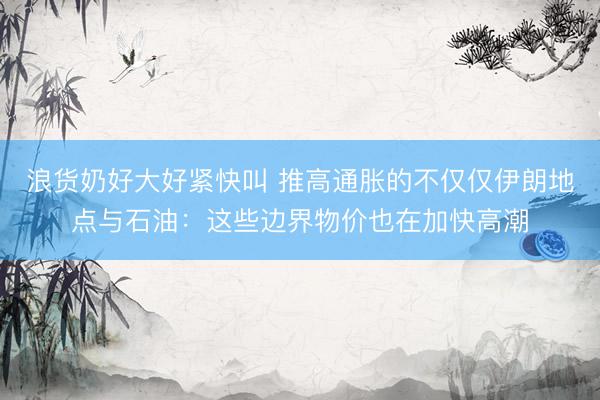 浪货奶好大好紧快叫 推高通胀的不仅仅伊朗地点与石油：这些边界物价也在加快高潮