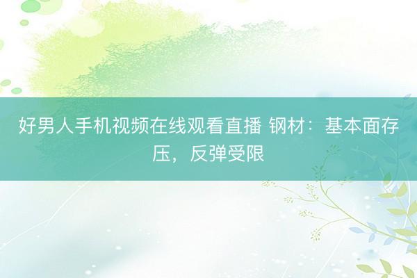 好男人手机视频在线观看直播 钢材：基本面存压，反弹受限