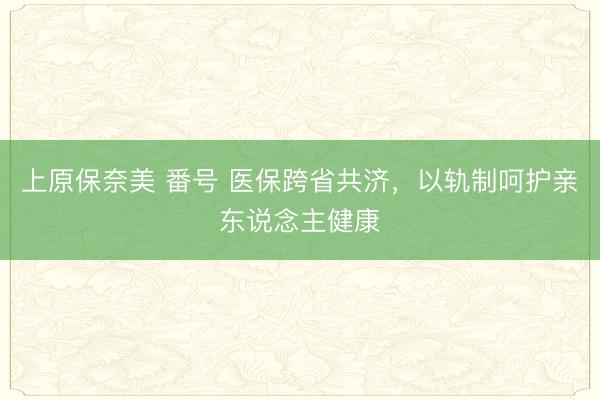 上原保奈美 番号 医保跨省共济，以轨制呵护亲东说念主健康