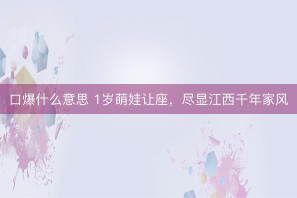 口爆什么意思 1岁萌娃让座，尽显江西千年家风