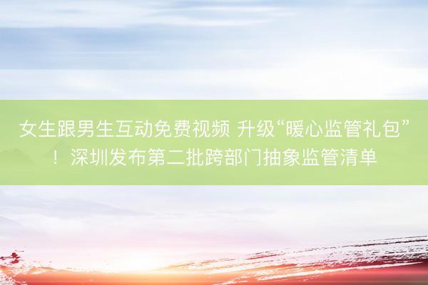 女生跟男生互动免费视频 升级“暖心监管礼包”!深圳发布第二批跨部门抽象监管清单