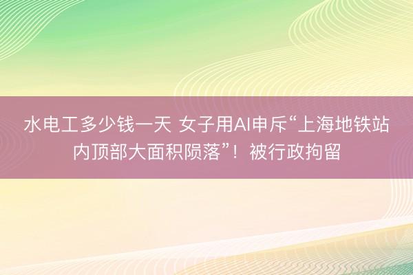 水电工多少钱一天 女子用AI申斥“上海地铁站内顶部大面积陨落”！被行政拘留
