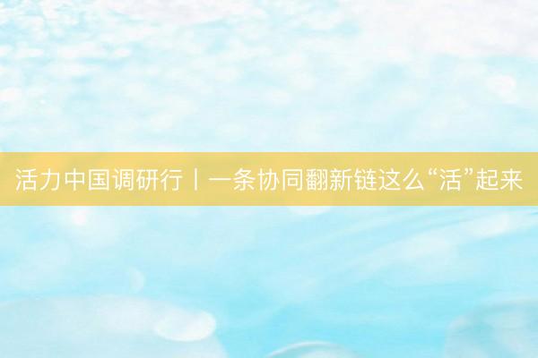 活力中国调研行丨一条协同翻新链这么“活”起来