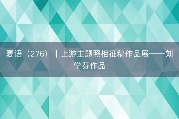 夏语（276）｜上游主题照相征稿作品展——刘学芬作品