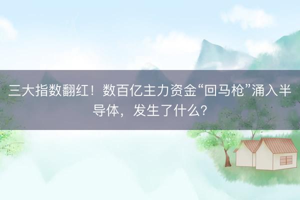 三大指数翻红！数百亿主力资金“回马枪”涌入半导体，发生了什么？